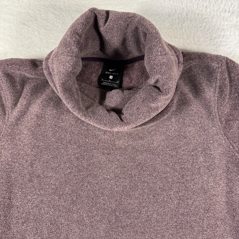 Nike Pullover Womens Small Purple Cowl Neck Dri-FIT Fleece‎ Embroidered Logo Zip